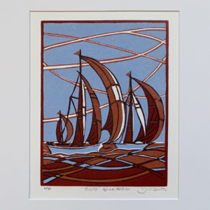 Sails linocut (blue version)