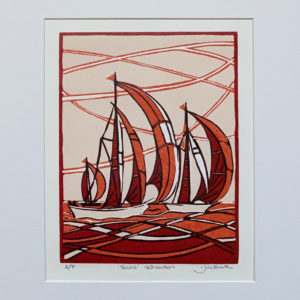 Sails linocut (red version)