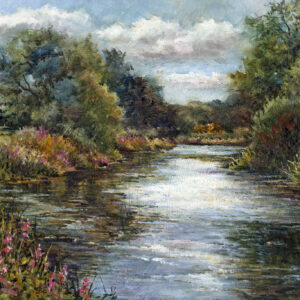 ‘Round the Bend at Buscot’ oil painting