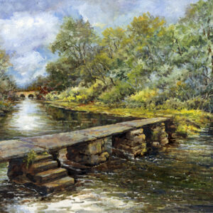 ‘Clapper Bridge, Eastleach’ oil painting